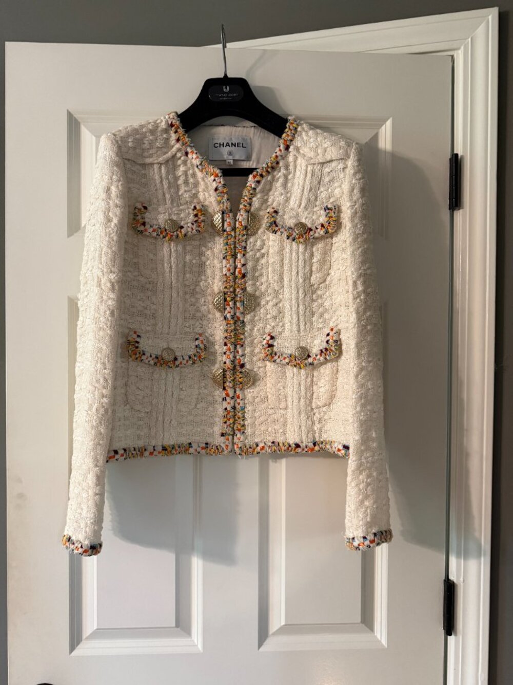 **Stunning Chanel Ivory & Multicolor Tweed Jacket**